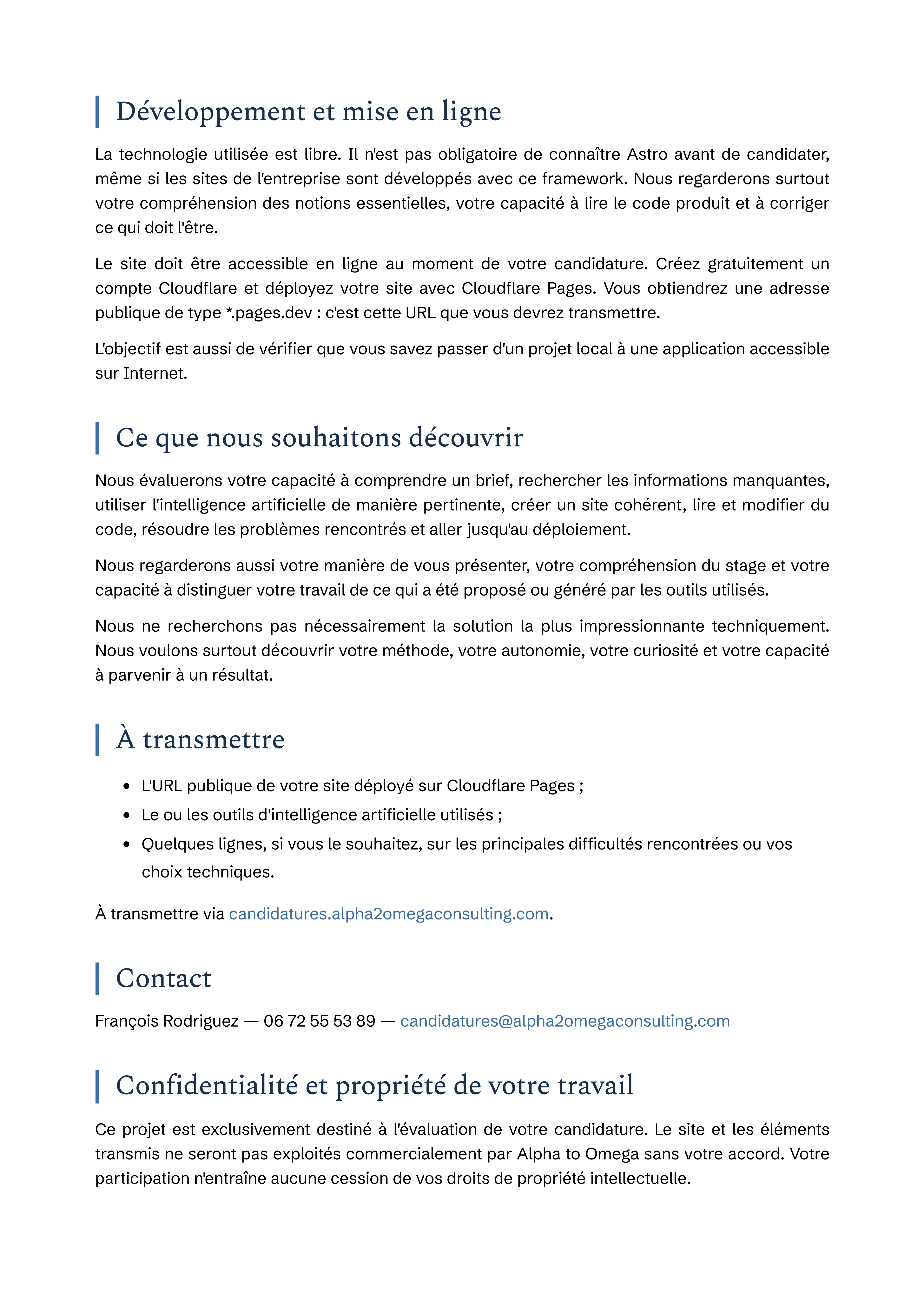 Page du document d'Alpha to Omega : Candidature, p. 2